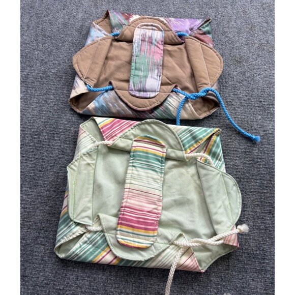 VTG‎ Handmade Hot casserole dish Carrier Rectangle lot of 2 Colorful Fabric 80s - Picture 1 of 10